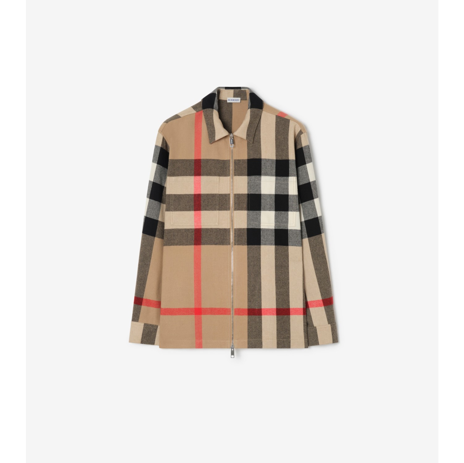 棉毛混纺格纹外套式衬衫