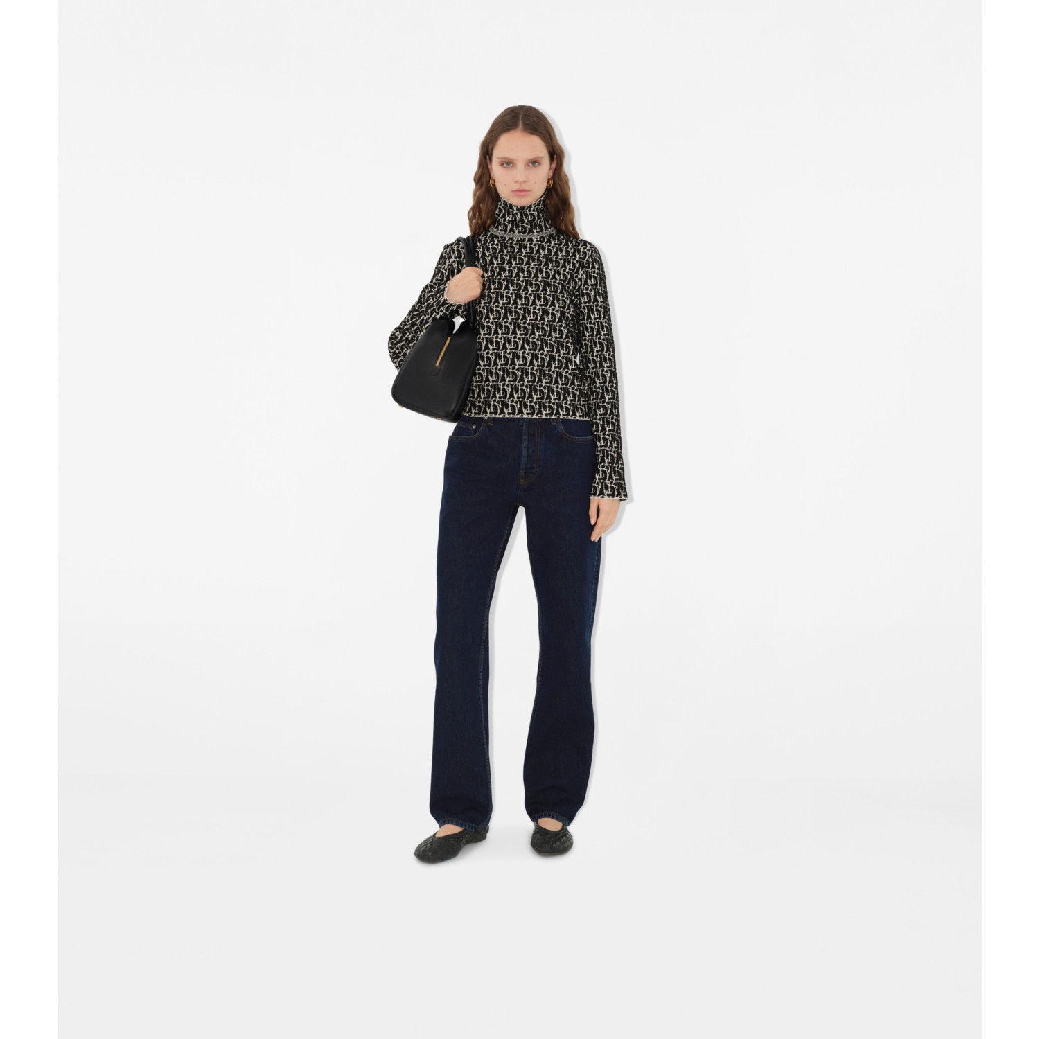 B 字型吊饰羊毛混纺针织衫