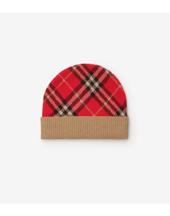 格纹羊毛针织帽