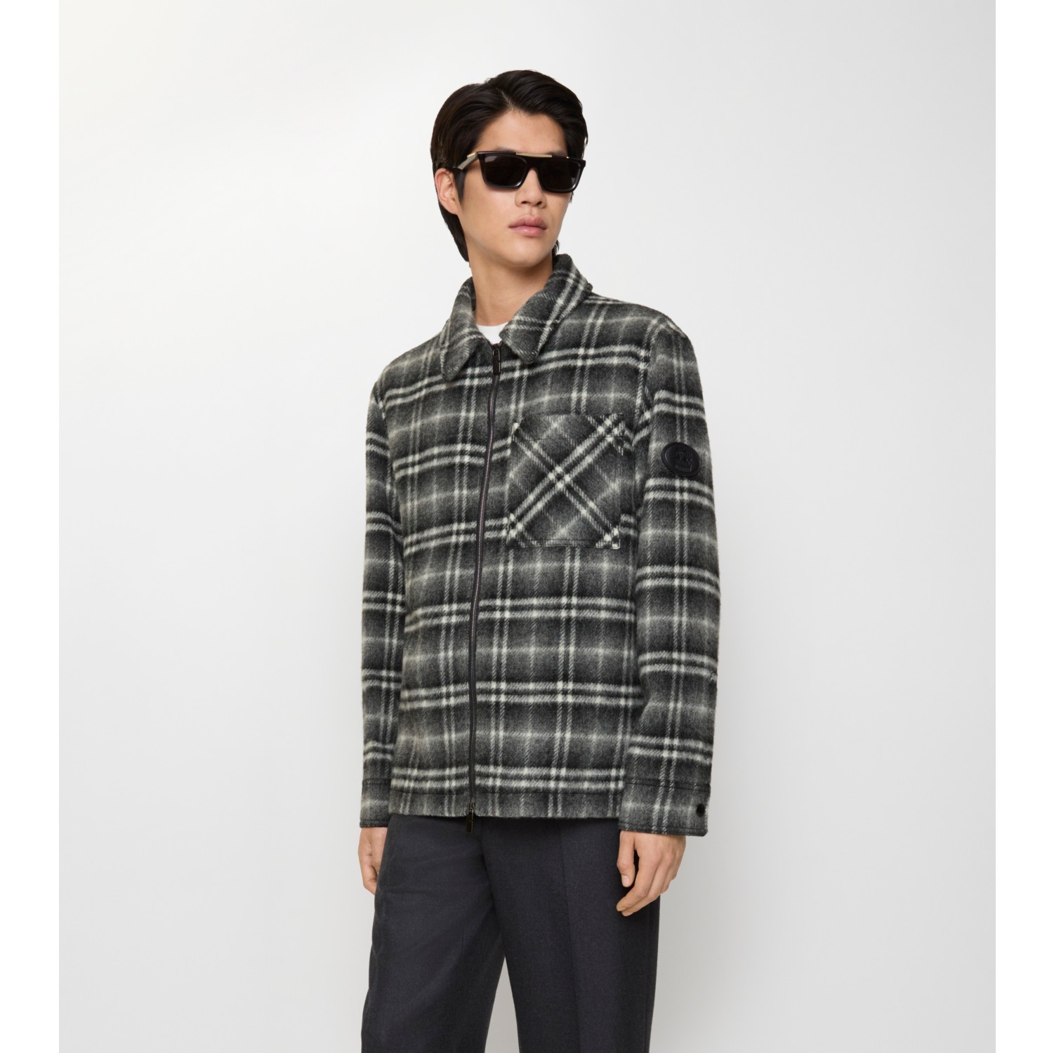 格纹羊毛外套式衬衫