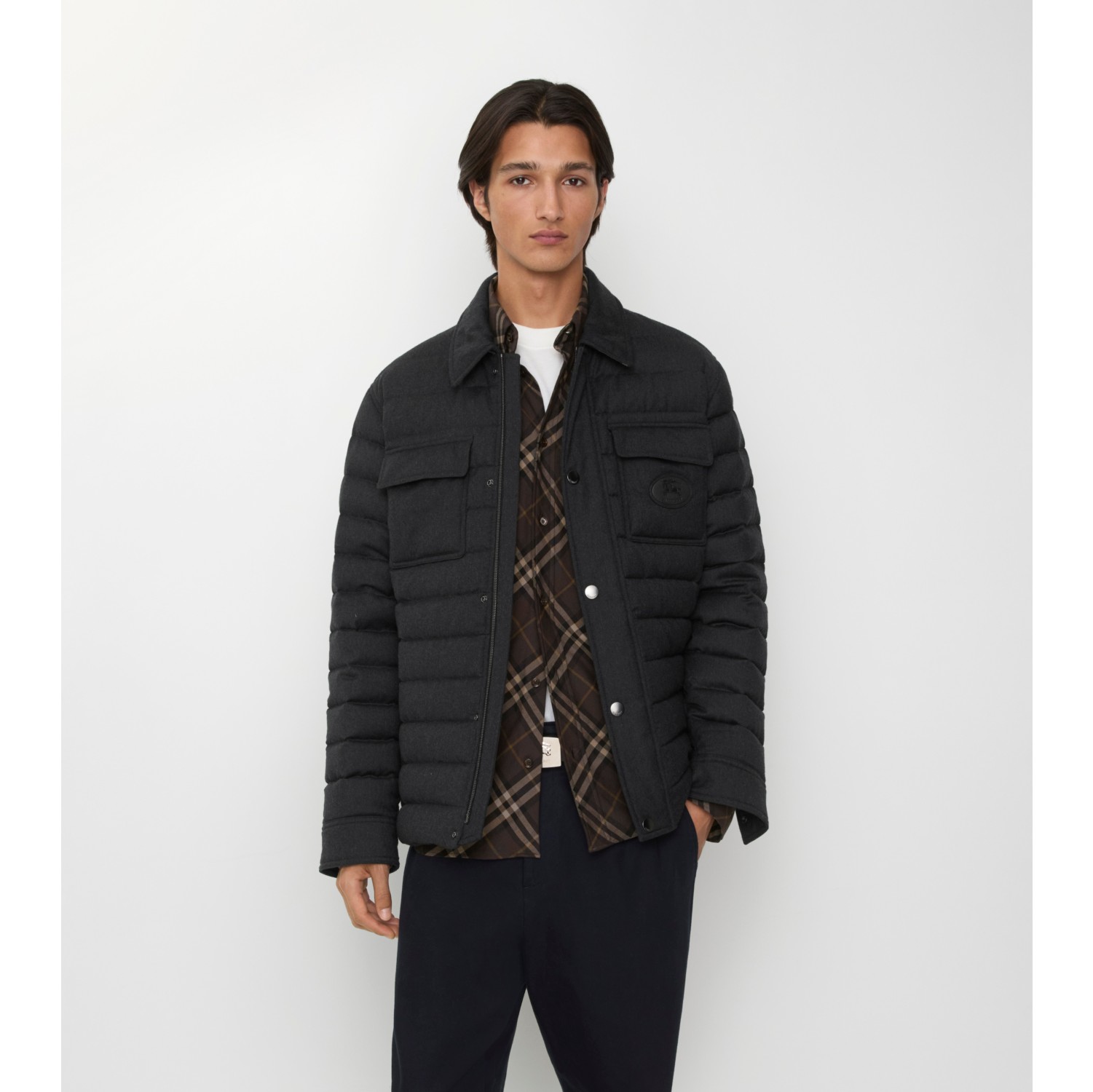 羊毛法兰绒衬垫外套式衬衫