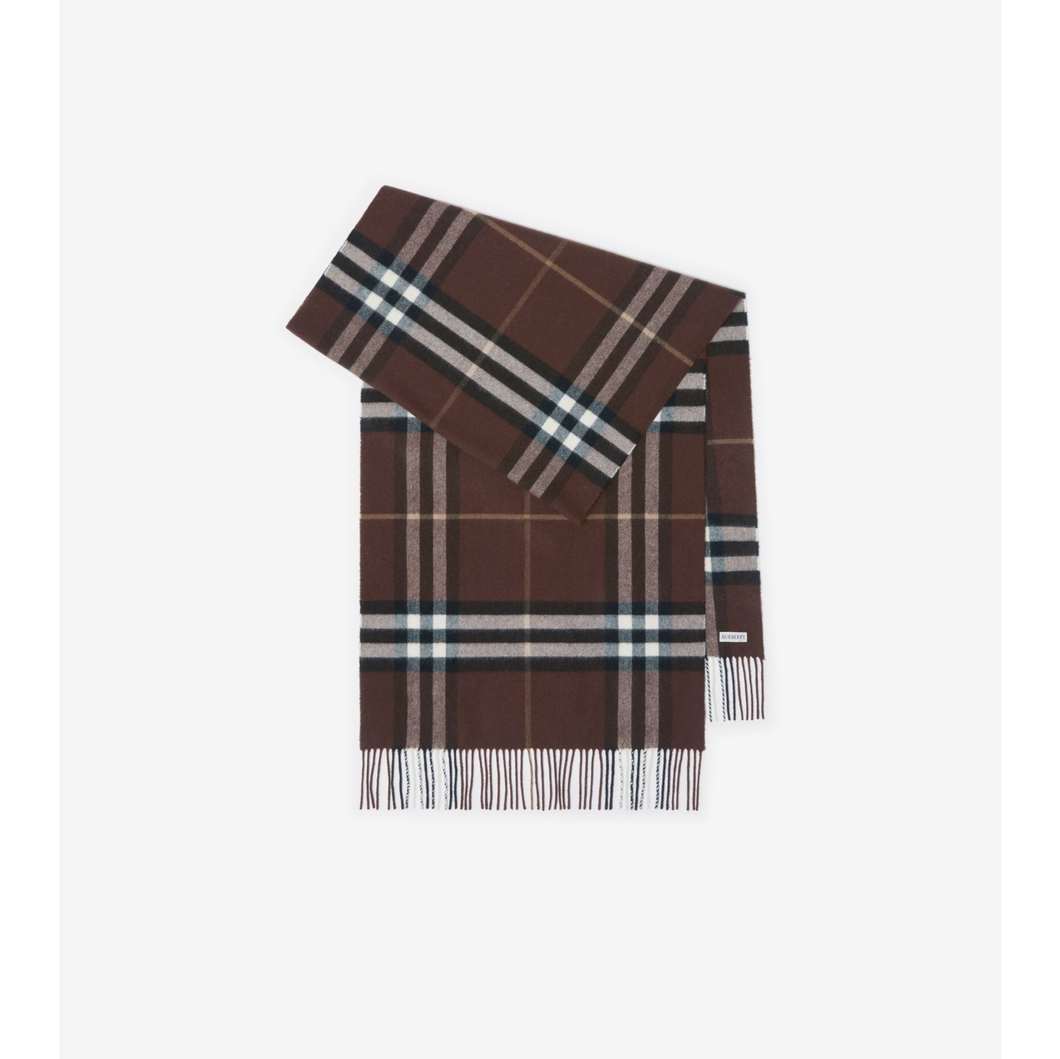 宽版格纹羊绒围巾