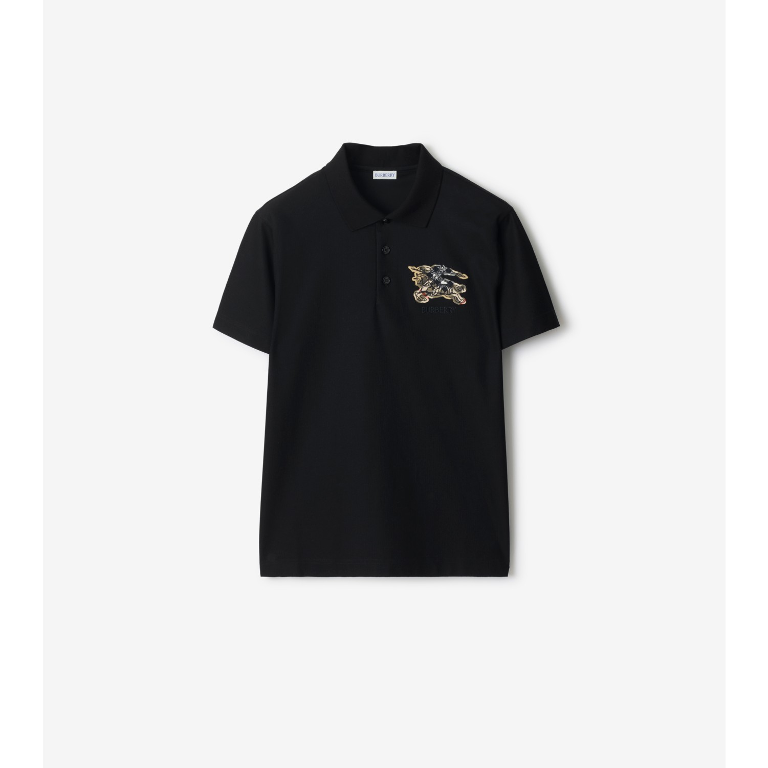 马术骑士徽标格纹棉质 Polo 衫