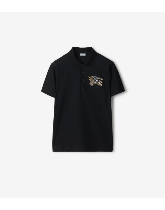 马术骑士徽标格纹棉质 Polo 衫