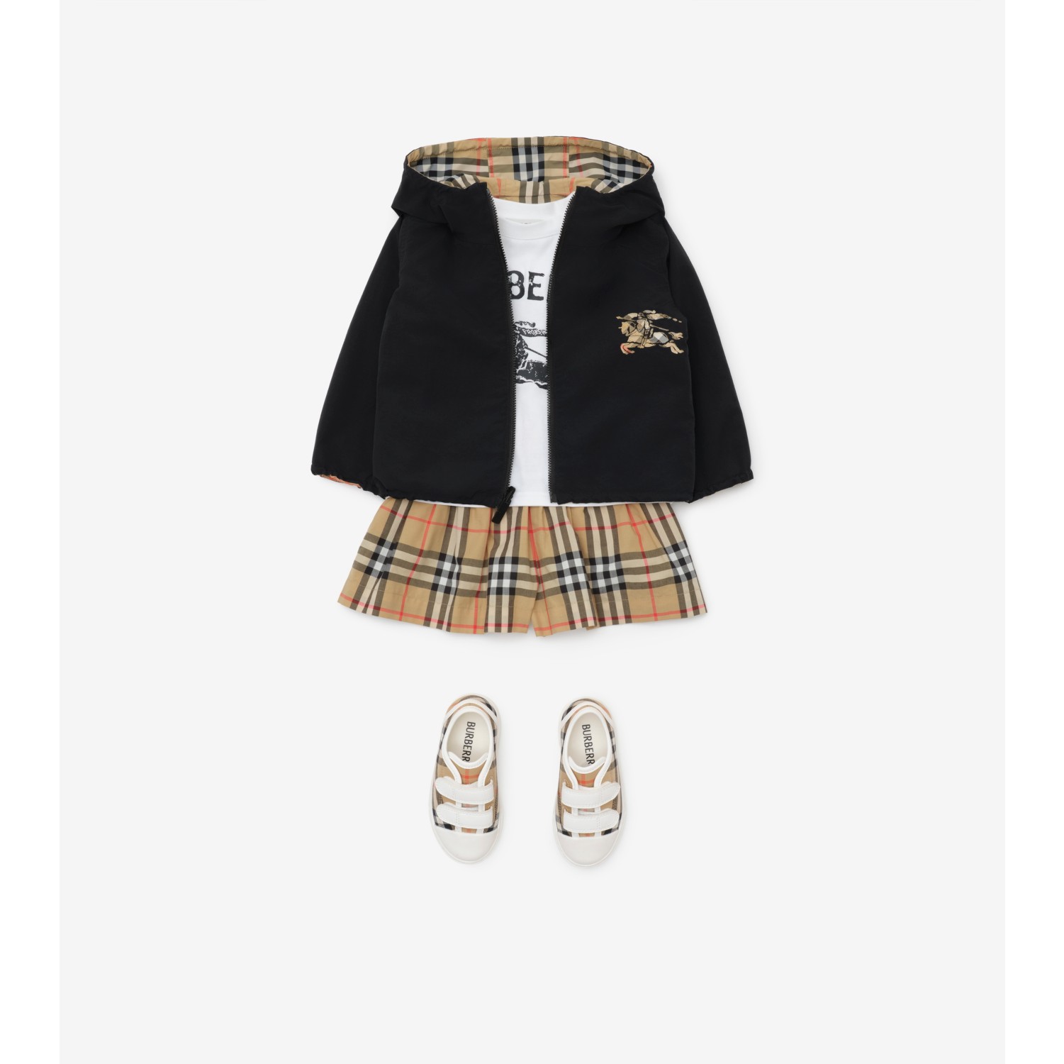 双面两穿格纹连帽外套