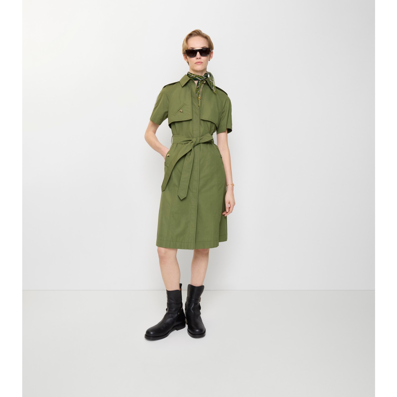 棉府绸 Trench 连衣裙