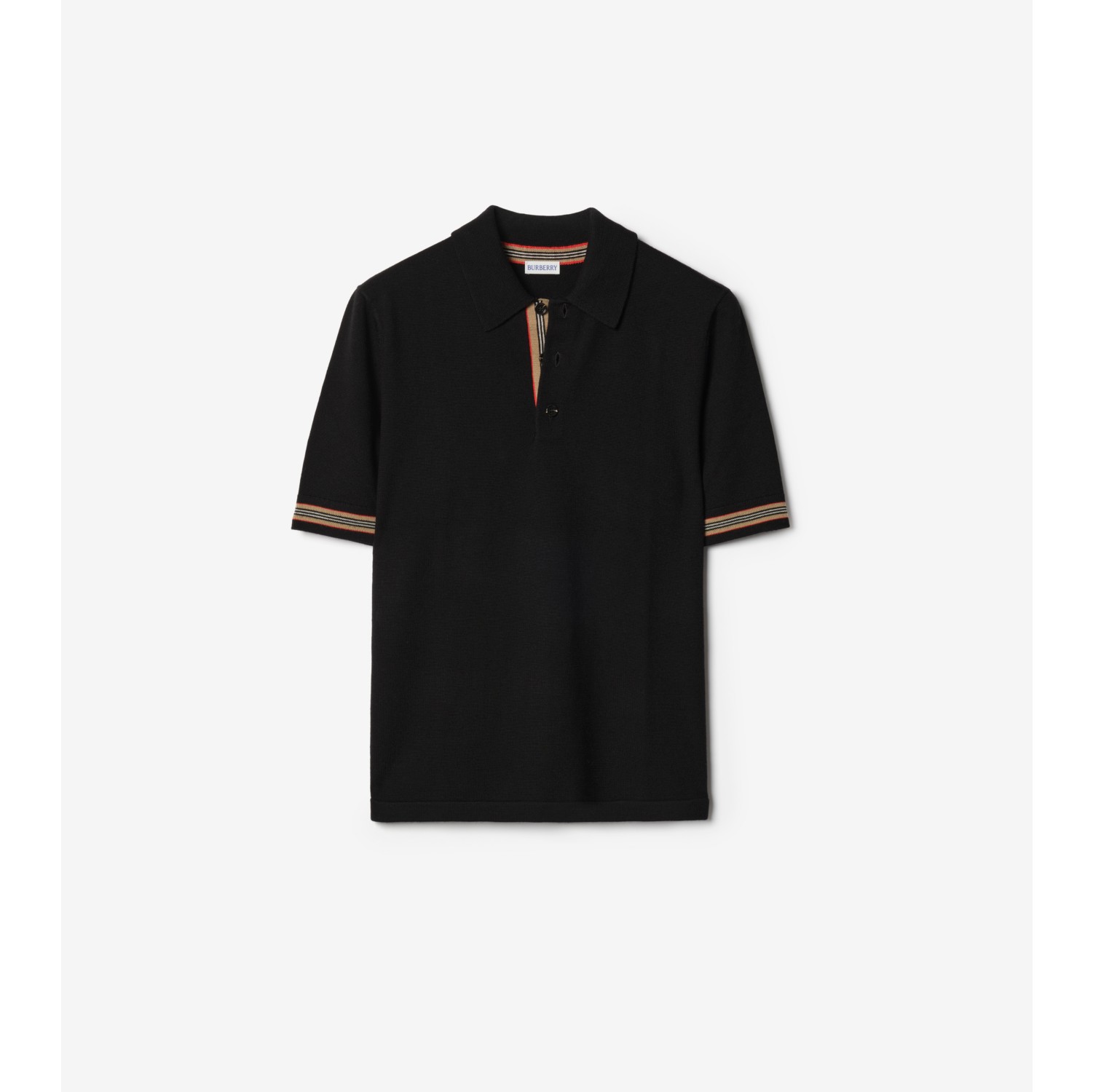 标志性条纹装饰羊毛 Polo 衫