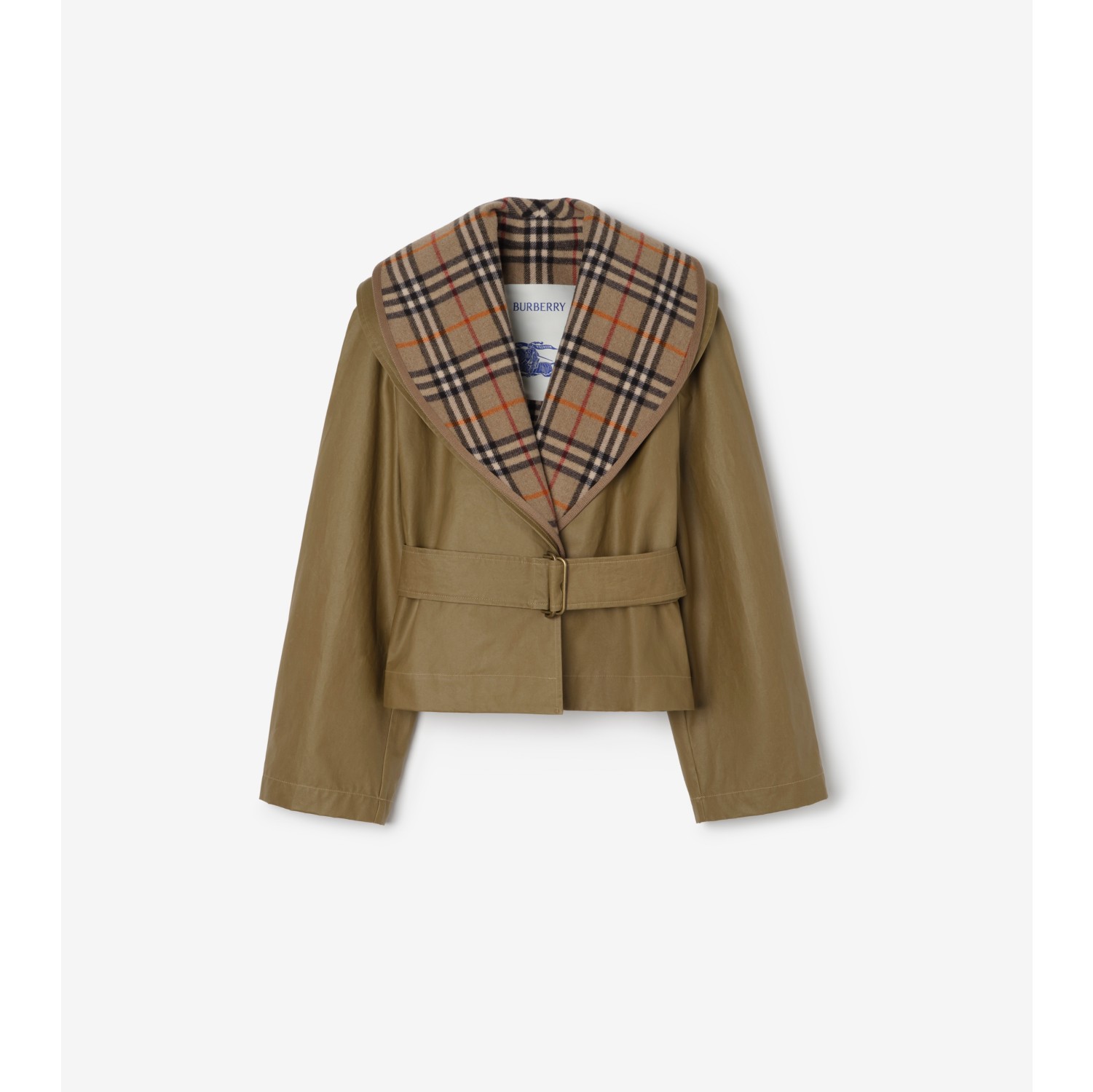 及腰短款棉质外套（含格纹保暖内层）