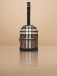 Check and Leather Crossbody Backpack