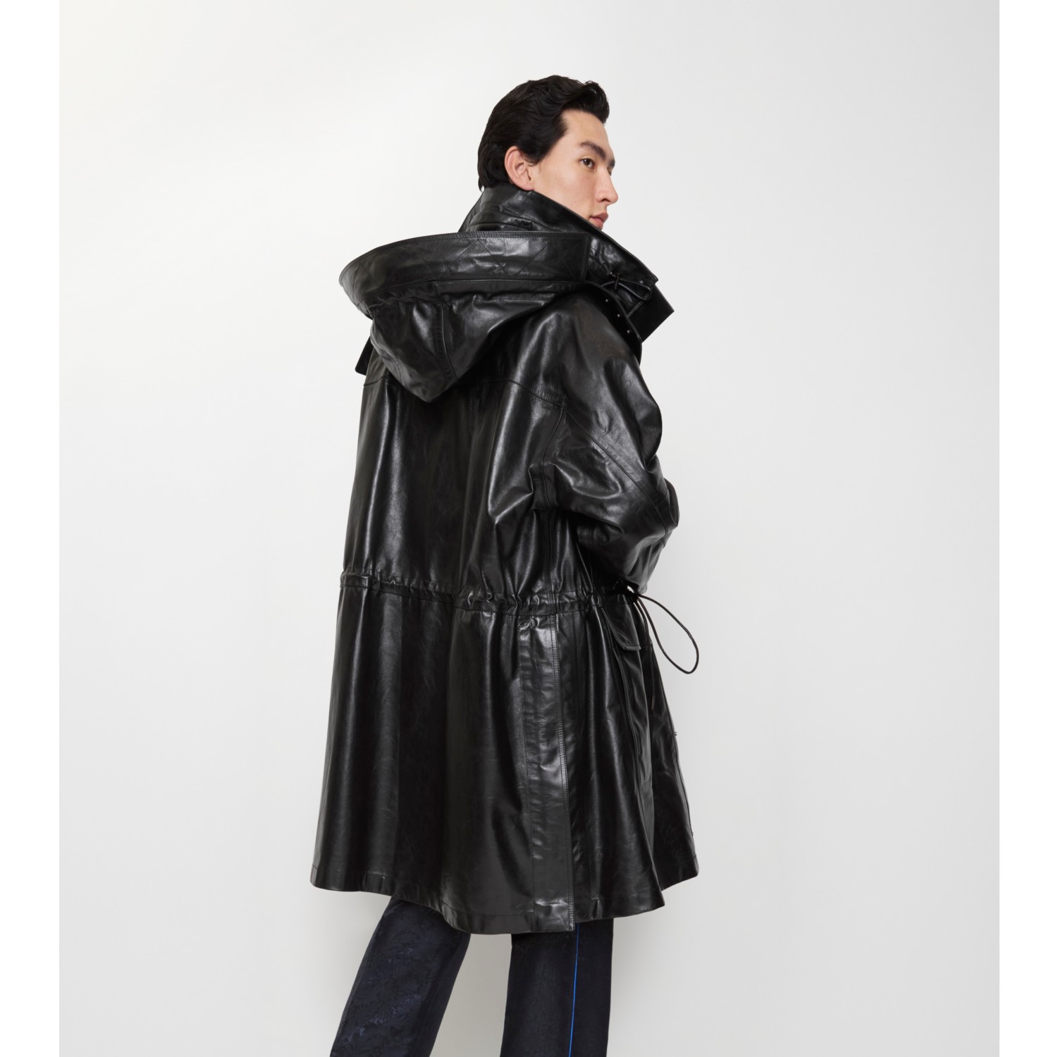 可拆式流苏装饰皮革风雪大衣