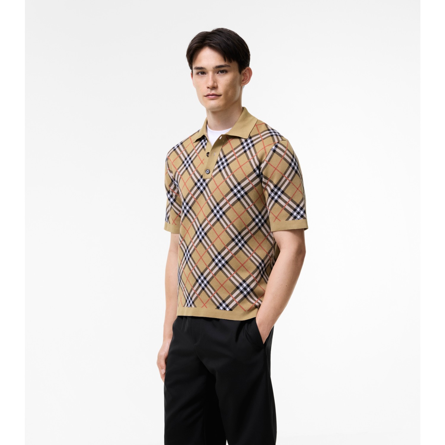 格纹棉质混纺 Polo 衫