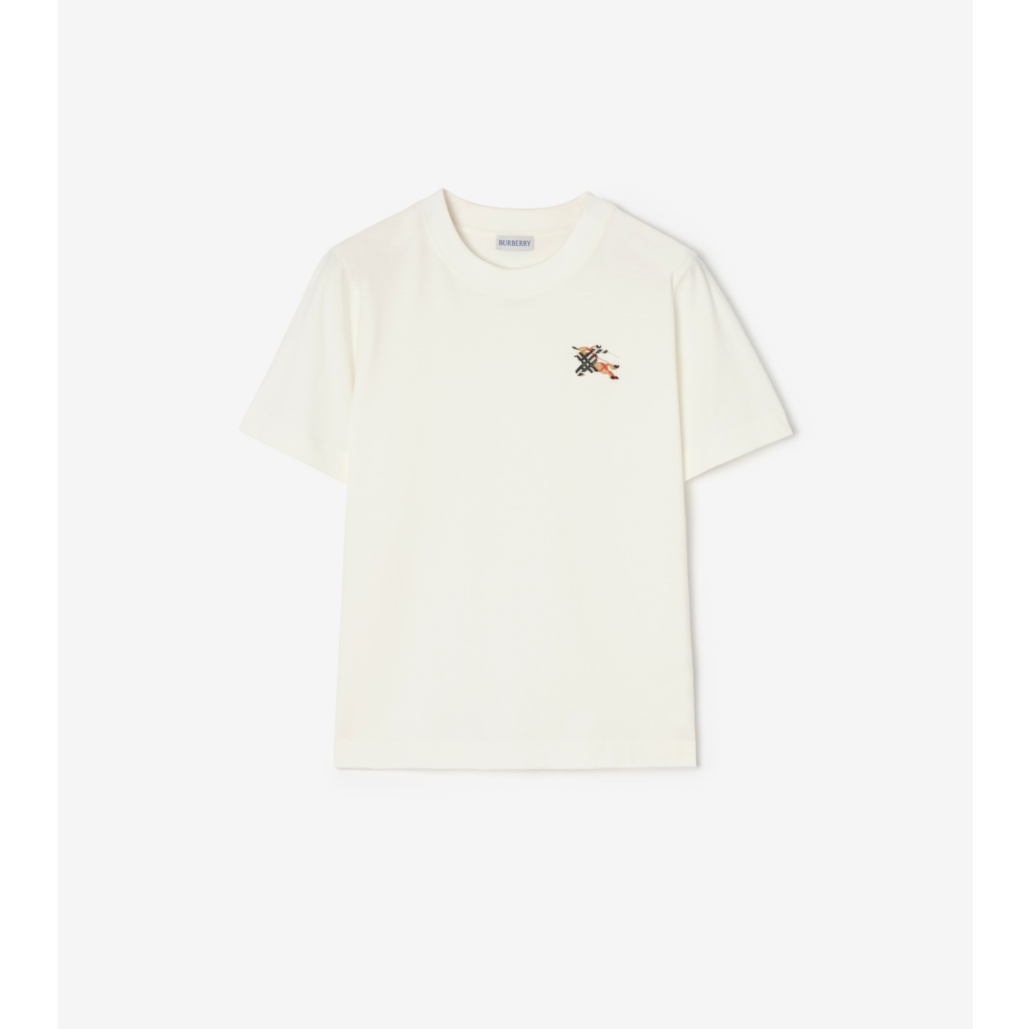 马术骑士徽标格纹棉质 T 恤衫