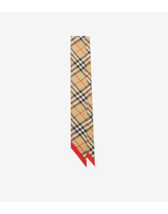 对比感格纹窄版丝巾