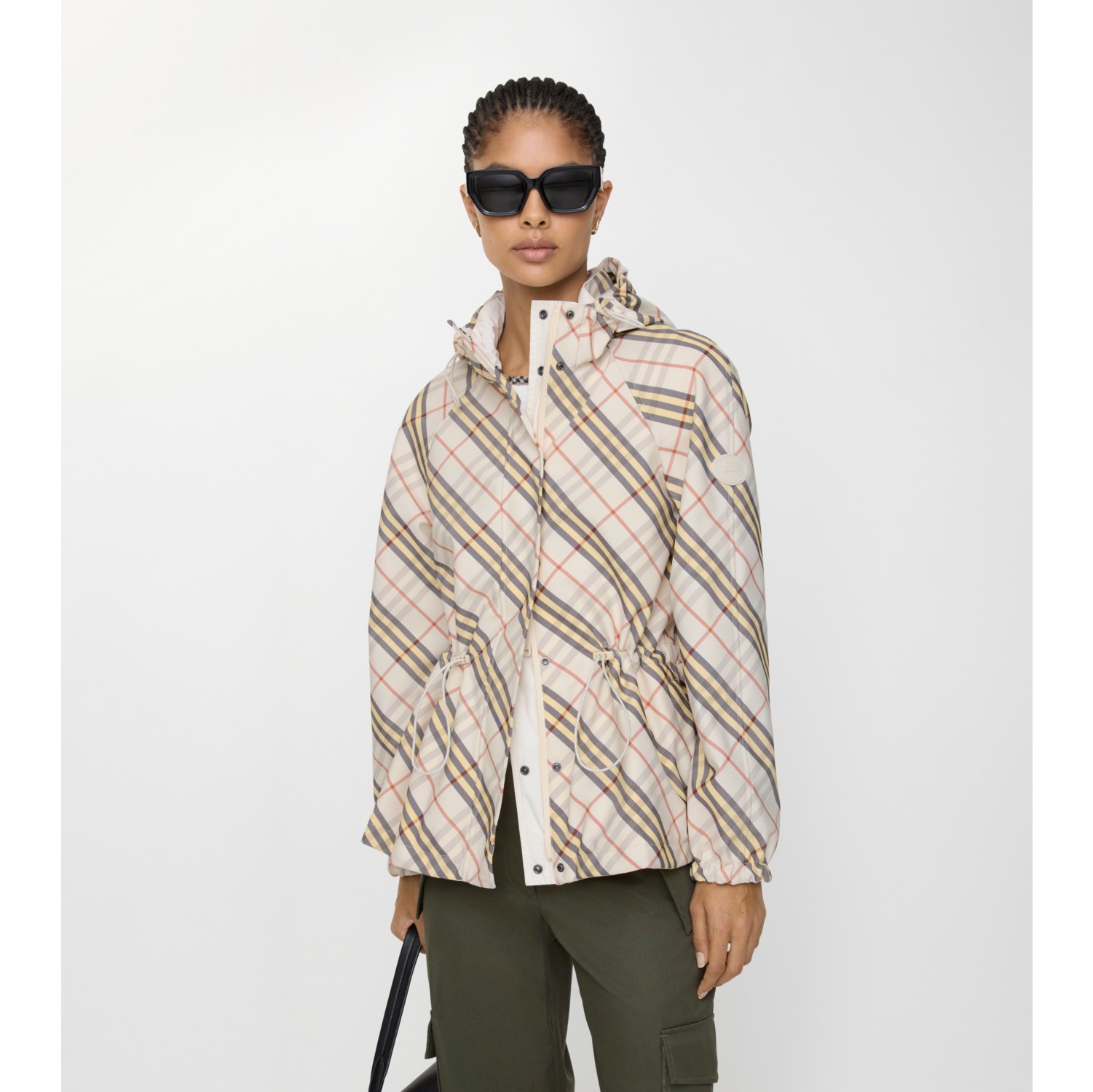 双面两穿格纹连帽外套