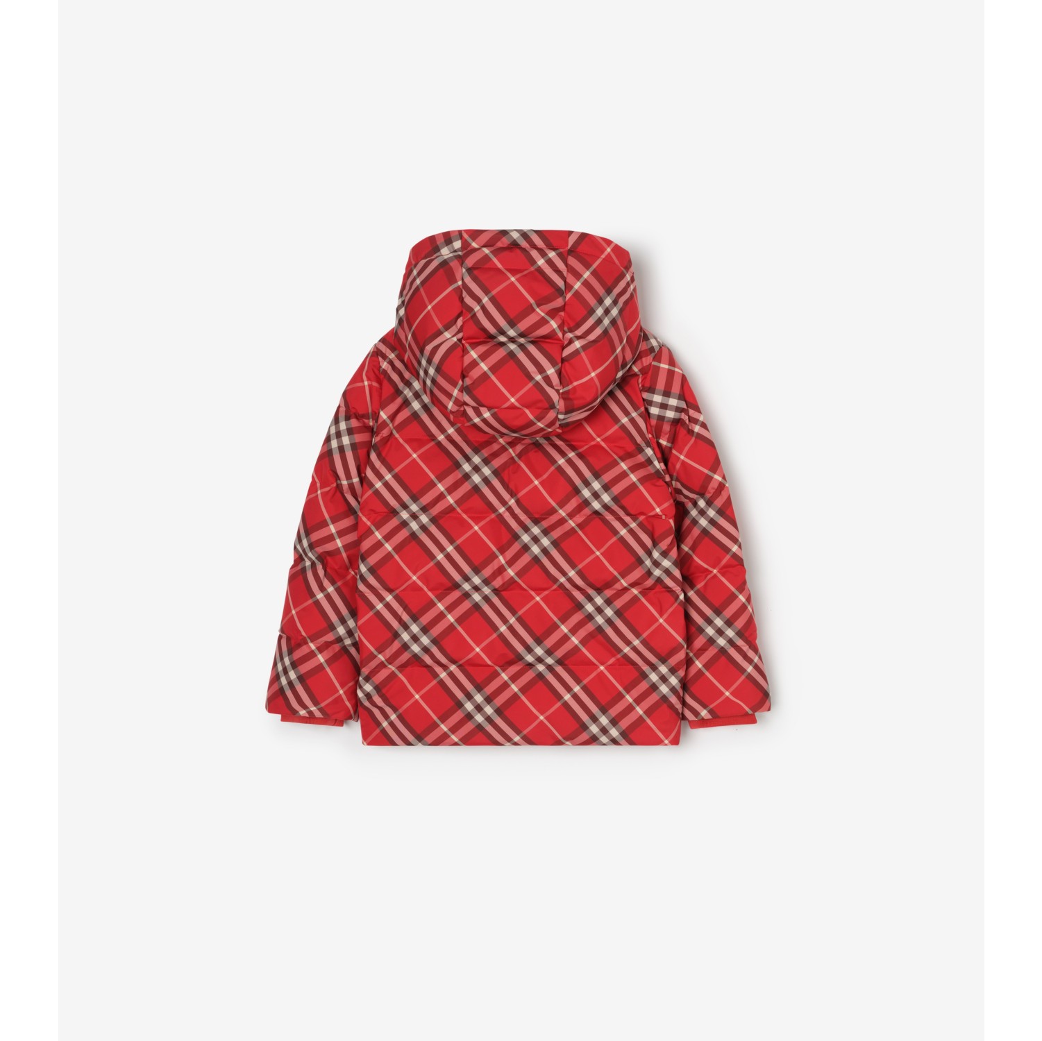 格纹连帽羽绒服