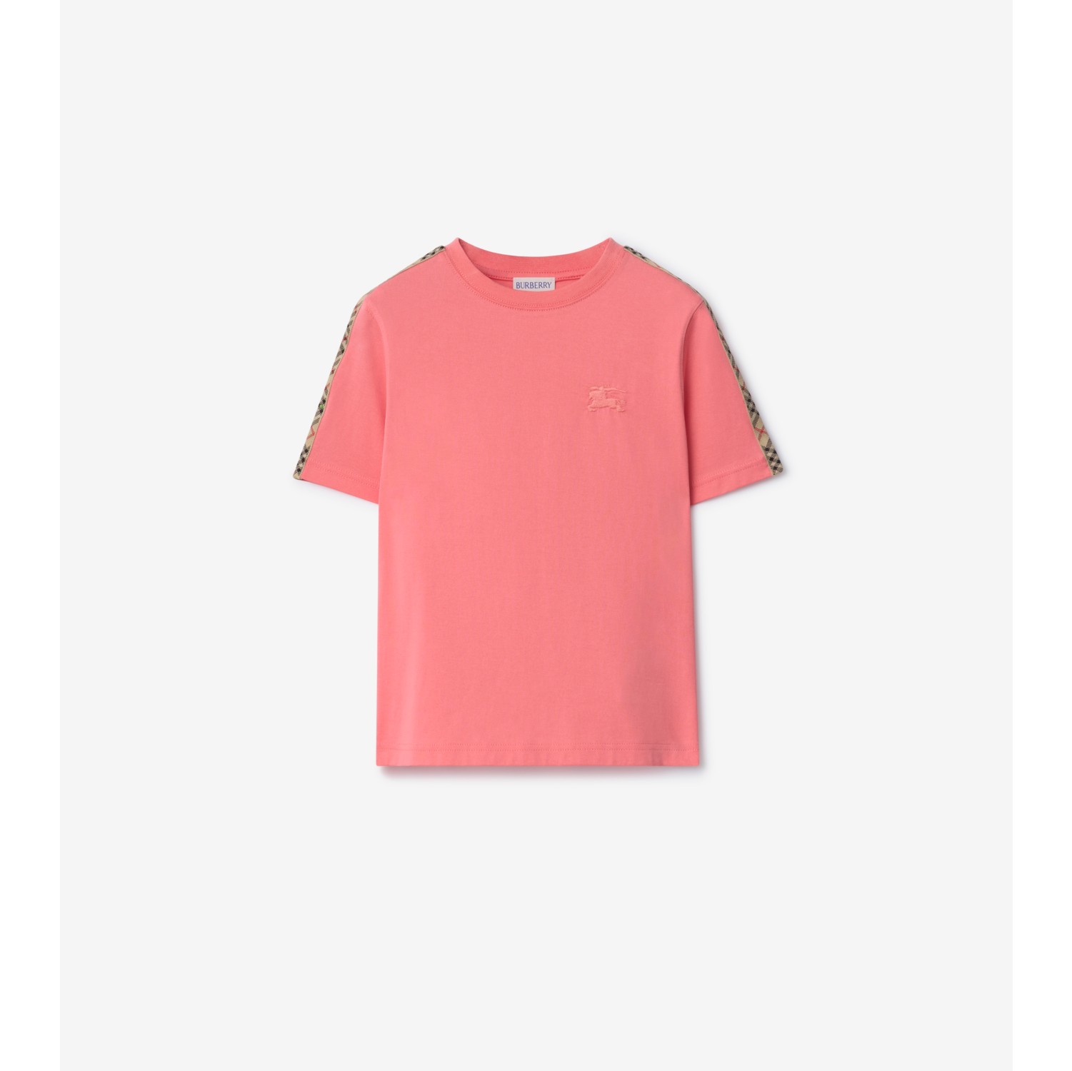 格纹装饰棉质 T 恤衫