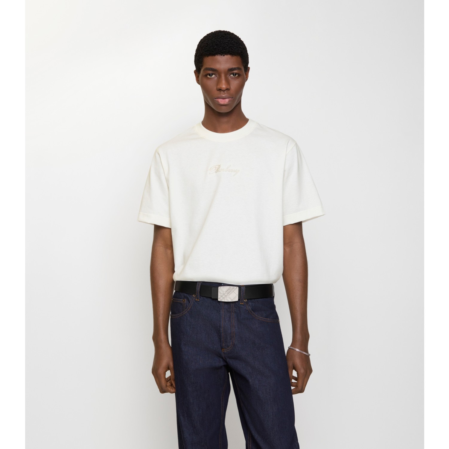 双面两用格纹镌纹腰带