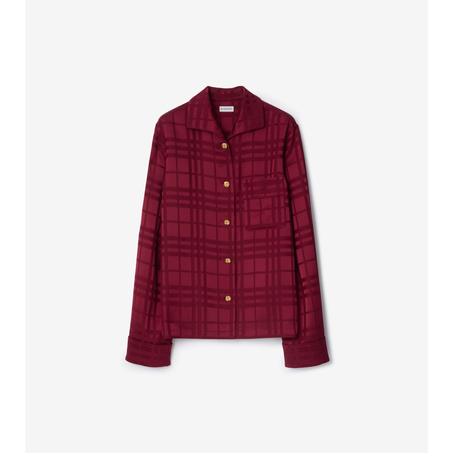 格纹丝质睡衣式衬衫