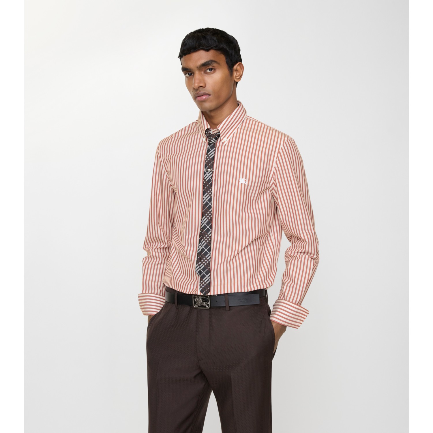 修身版型条纹棉质衬衫