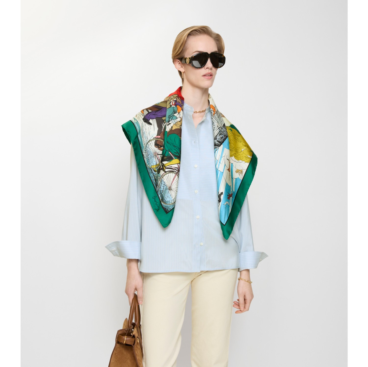 英伦风雨印花丝巾