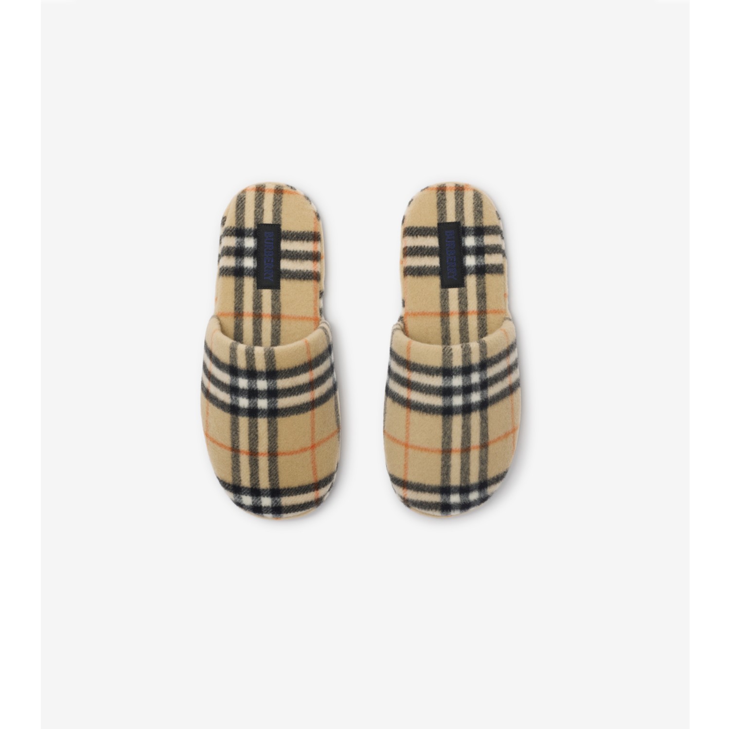 格纹羊毛混纺拖鞋