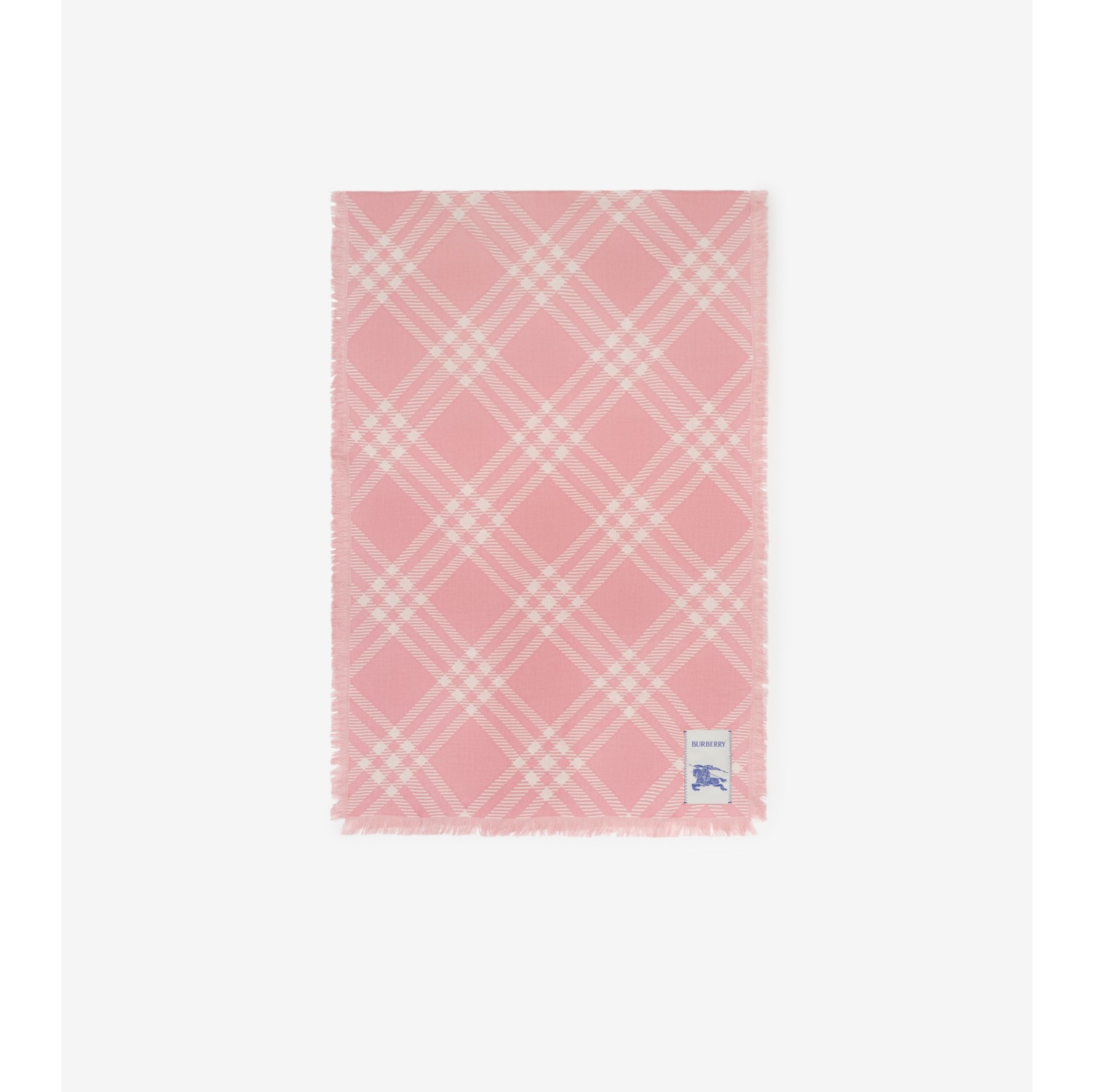 Wide Check Wool Silk Scarf