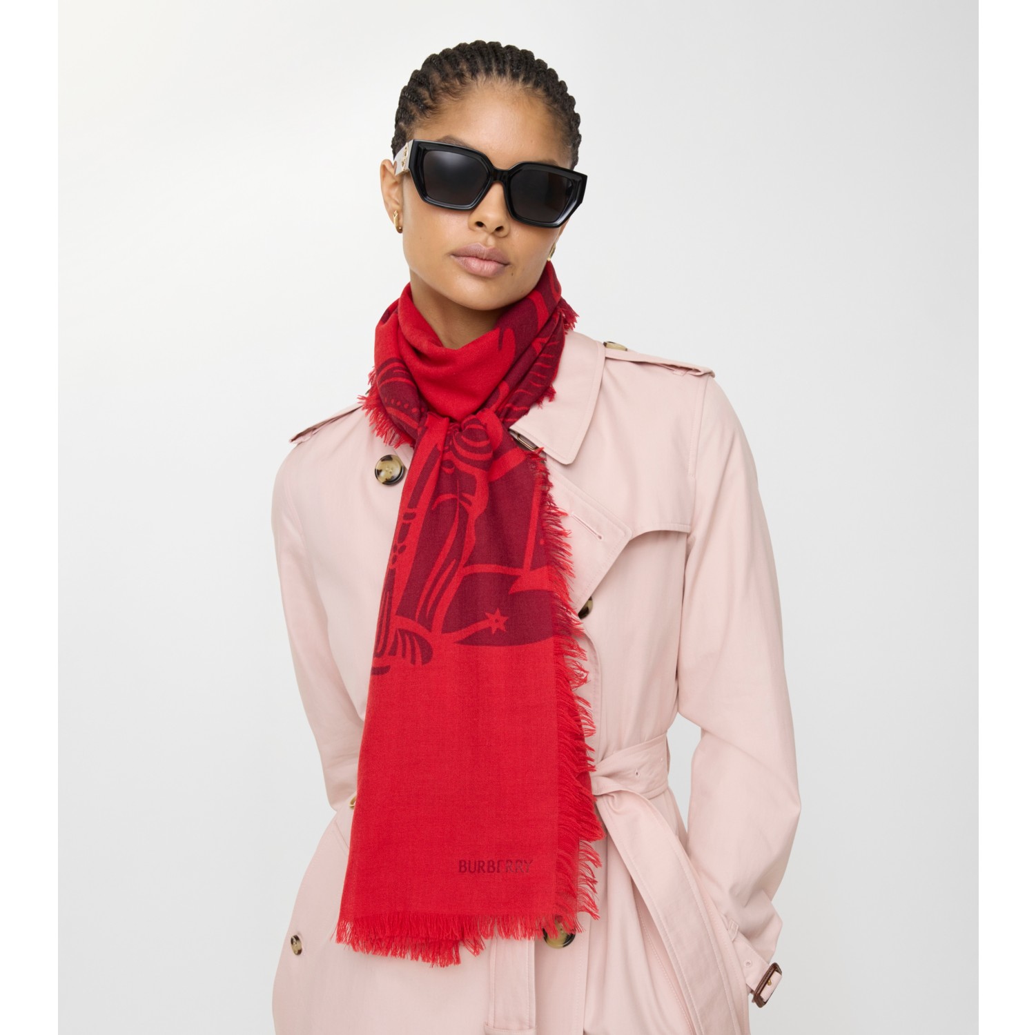 宽版马术骑士徽标羊毛围巾