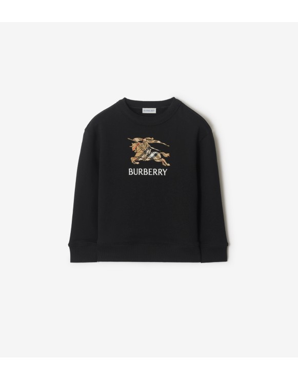 马术骑士徽标格纹棉质运动衫