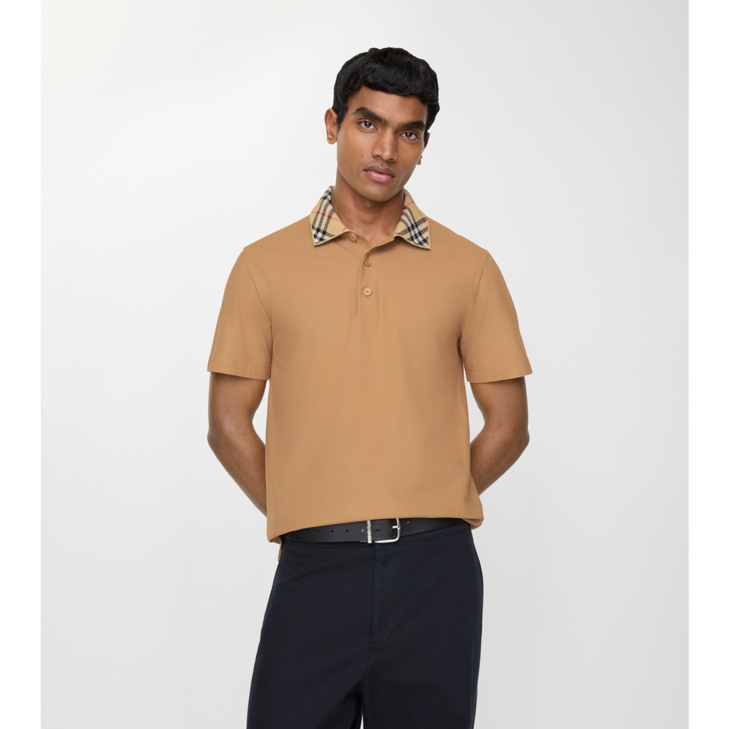 格纹衣领棉质 Polo 衫