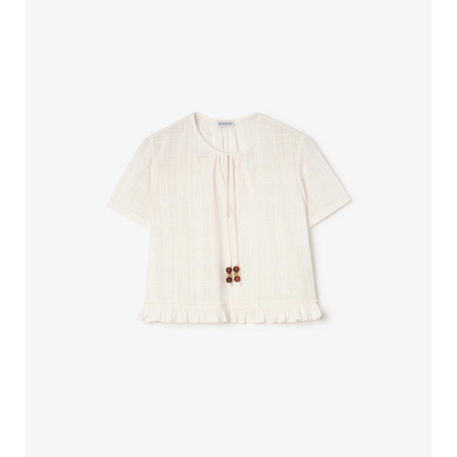 格纹棉质薄纱女衫