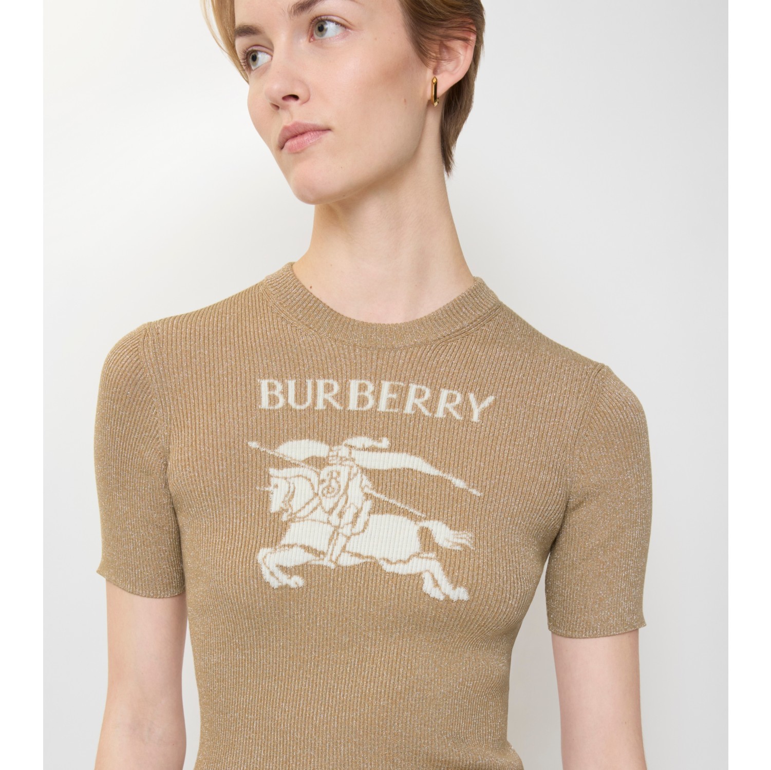 马术骑士徽标金属感羊毛混纺上衣