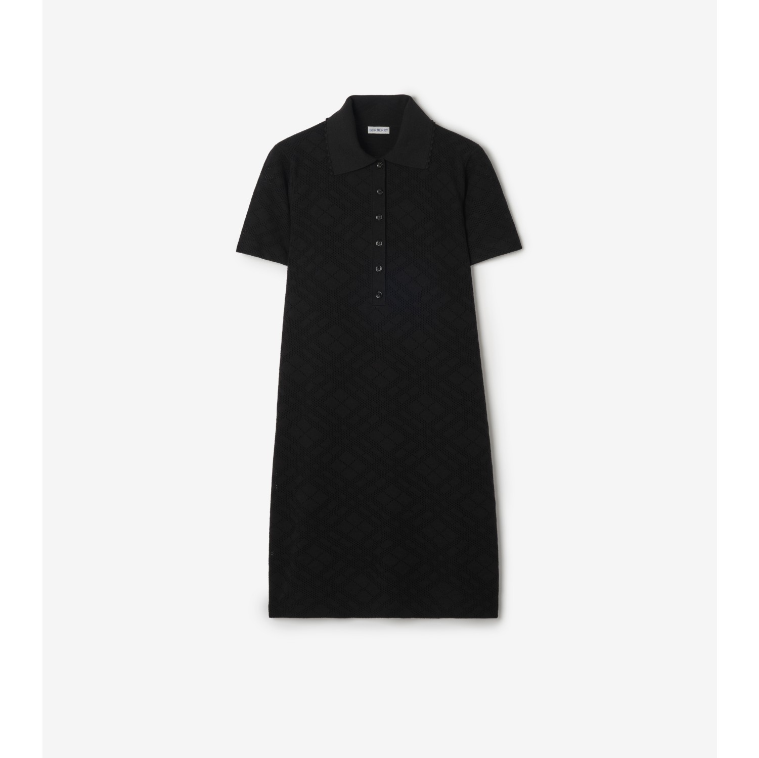 格纹丝毛混纺 Polo 衫式连衣裙