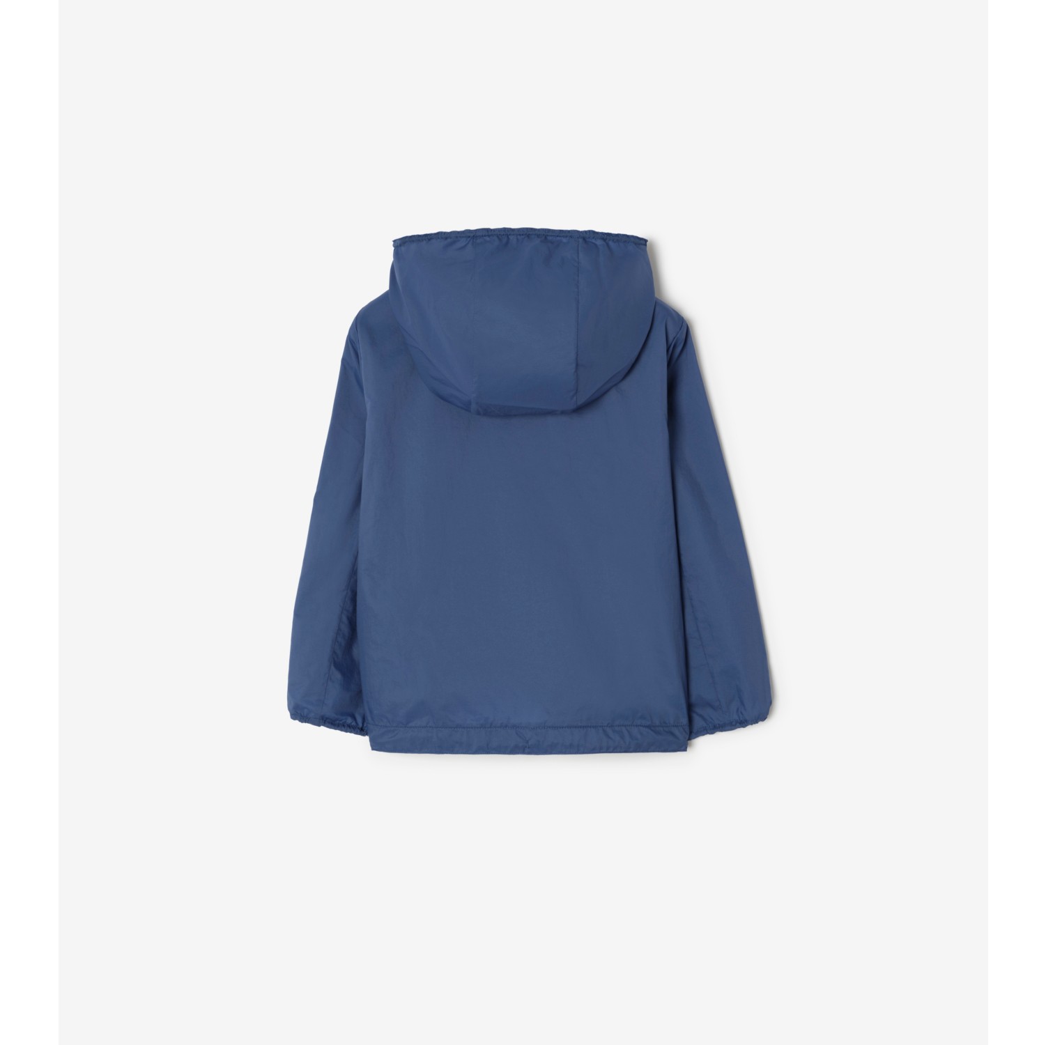 格纹饰带尼龙连帽外套