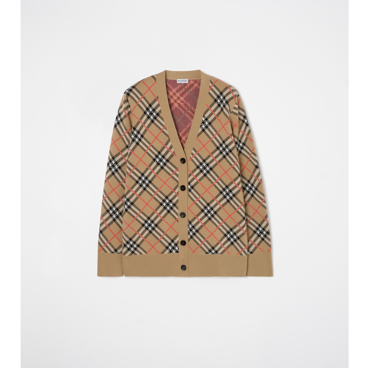 格纹棉毛混纺开衫