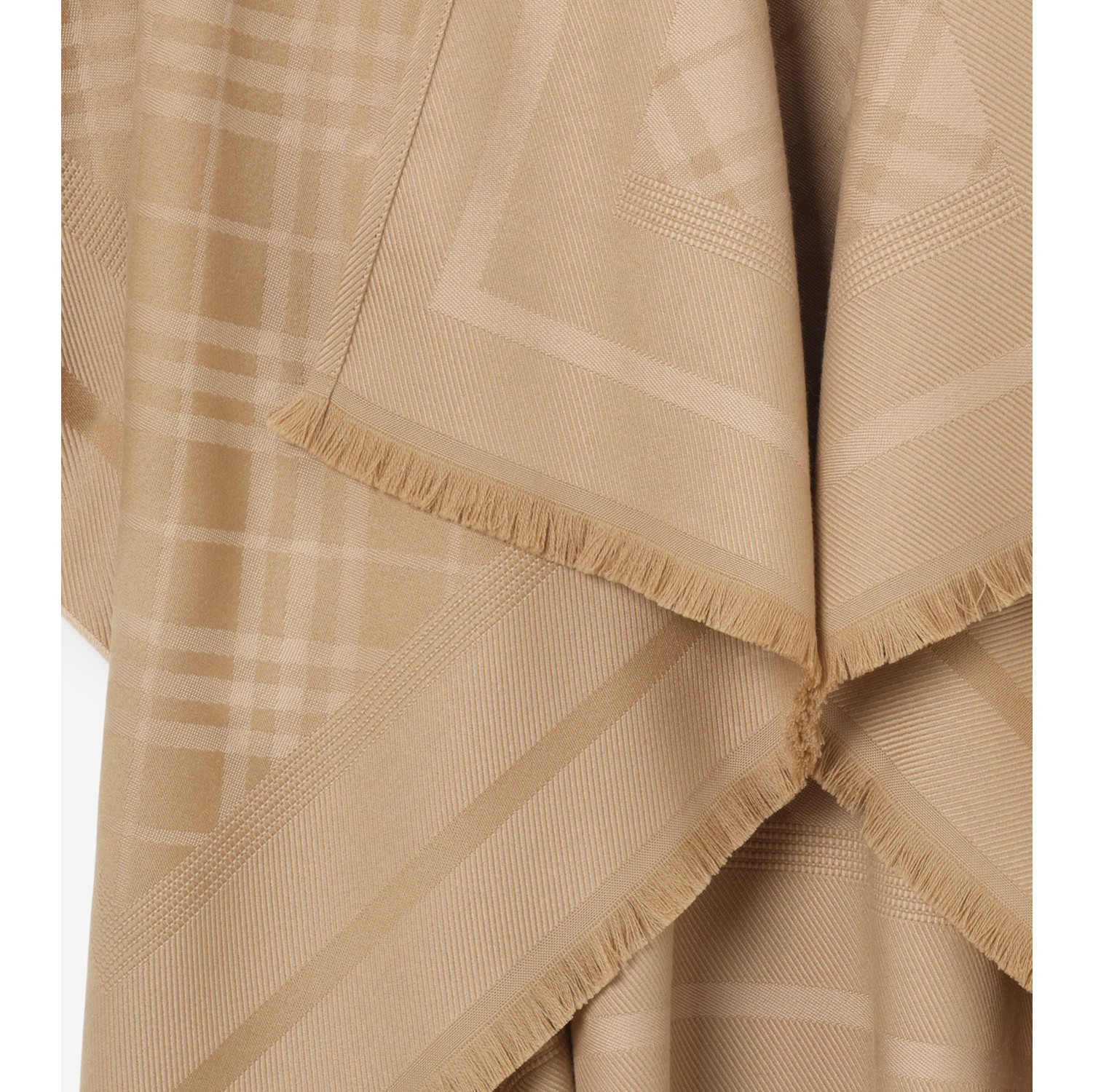 格纹羊毛羊绒混纺斗篷