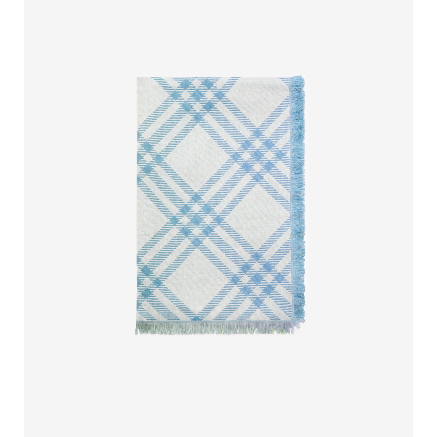 渐变格纹丝毛混纺围巾