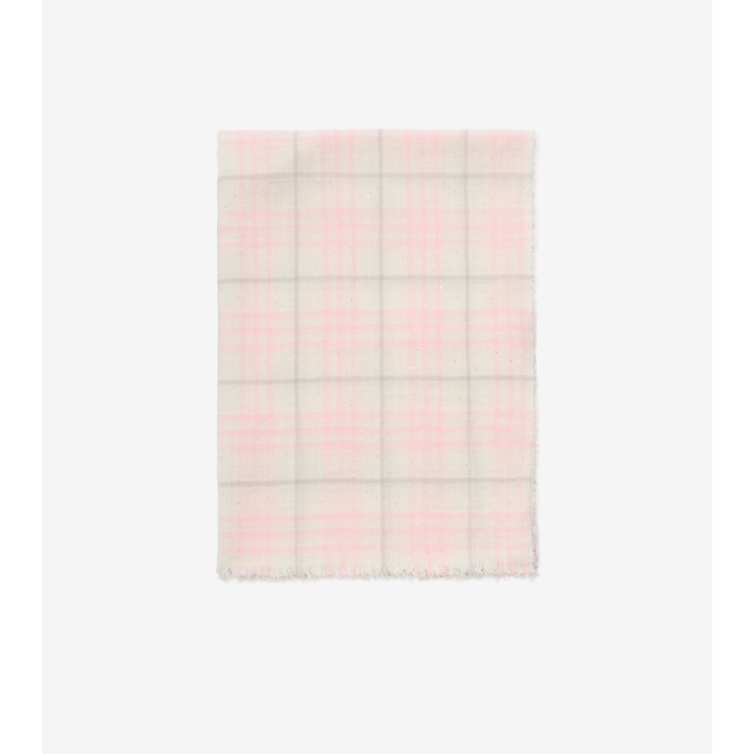 宽版格纹丝毛混纺围巾