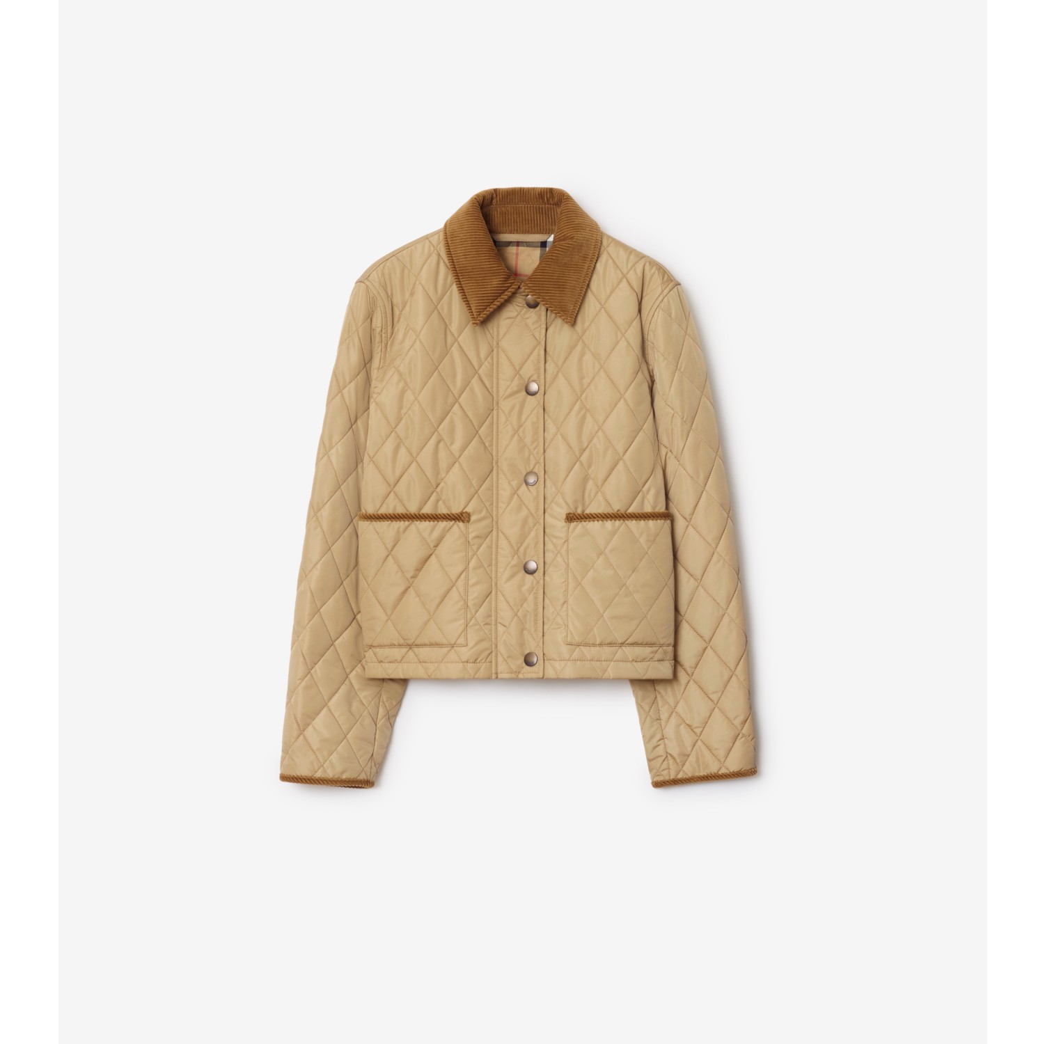 及腰短款绗缝尼龙夹克