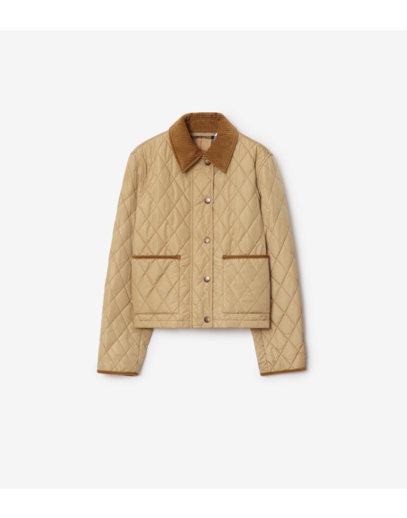 及腰短款绗缝尼龙夹克