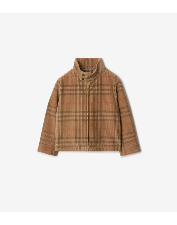 格纹灯芯绒哈林顿外套