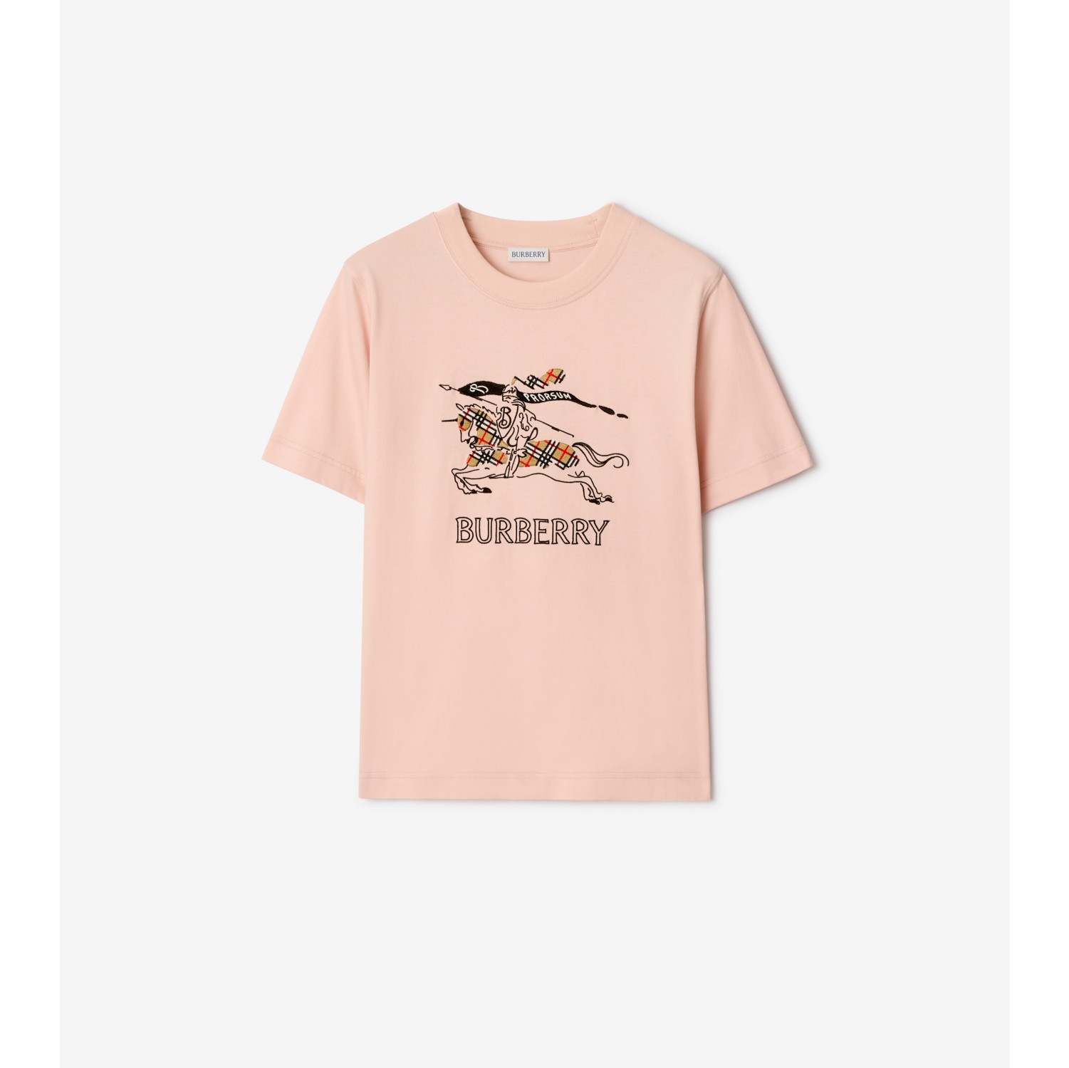 素描马术骑士徽标棉质 T 恤衫