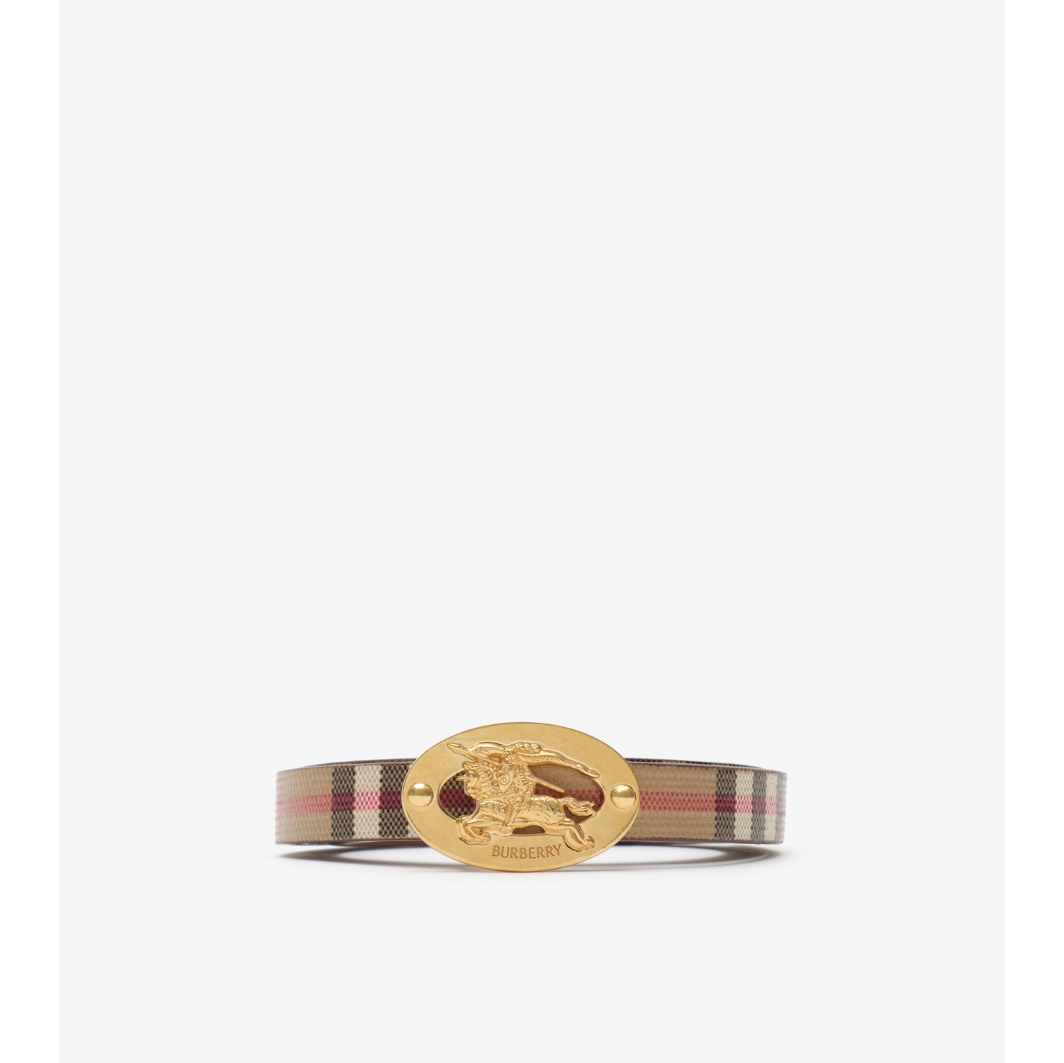 双面两用窄版格纹 Oval 腰带