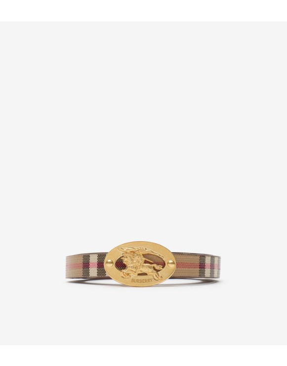 双面两用窄版格纹 Oval 腰带