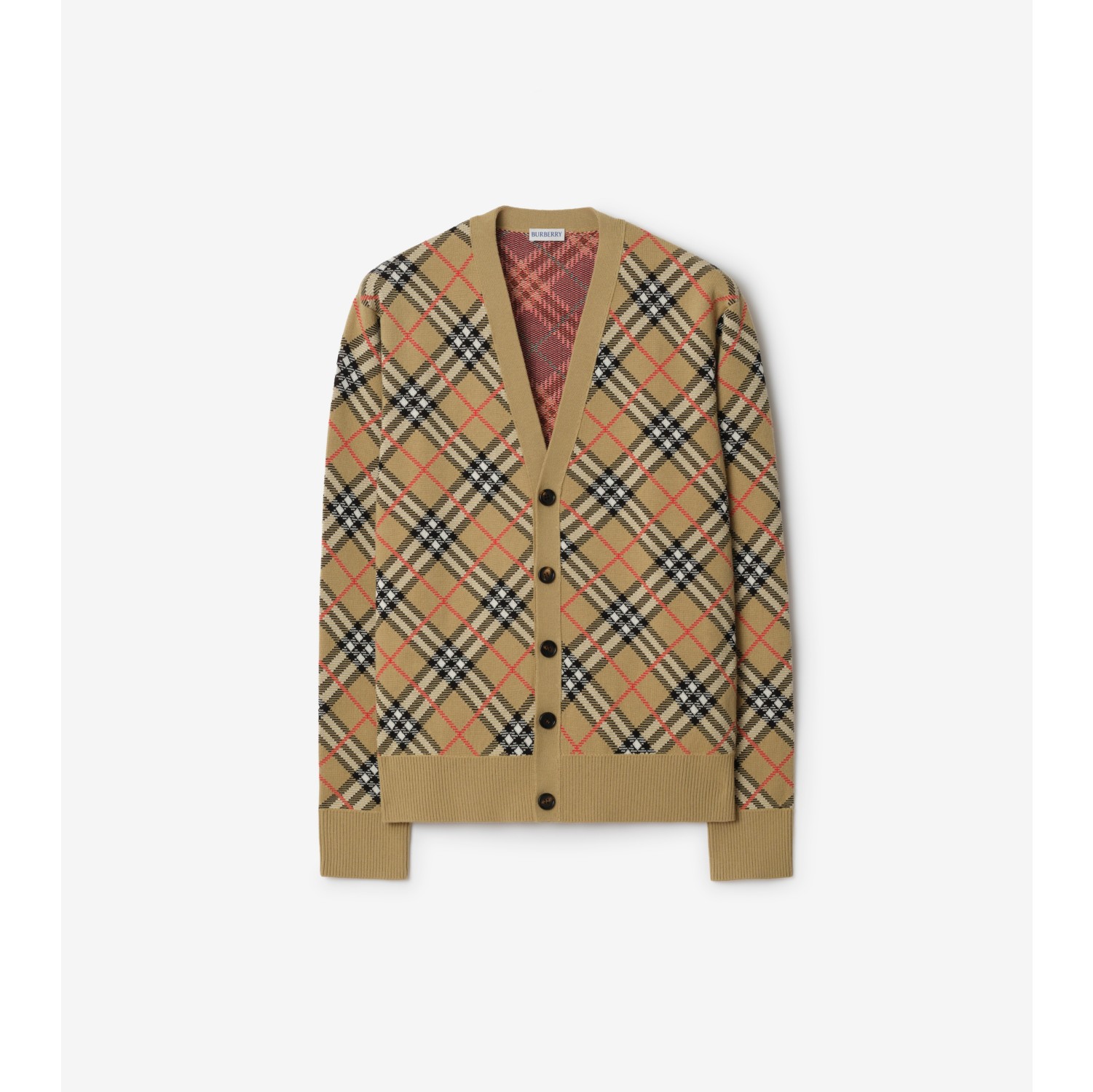 格纹棉毛混纺开衫