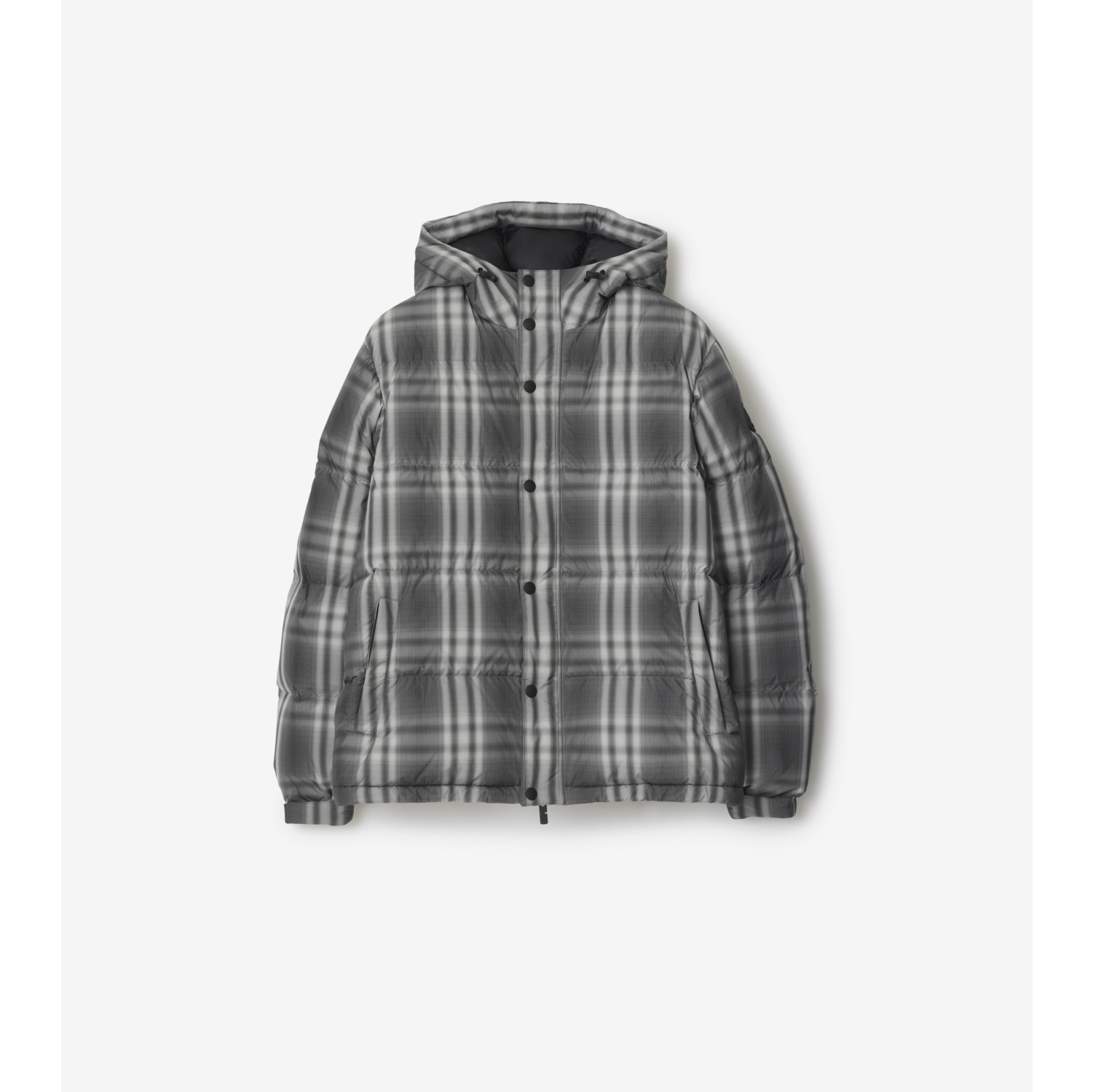 渐变格纹连帽羽绒服