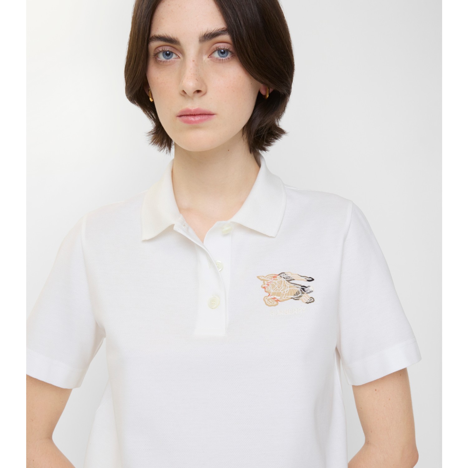 马术骑士徽标格纹棉质 Polo 衫