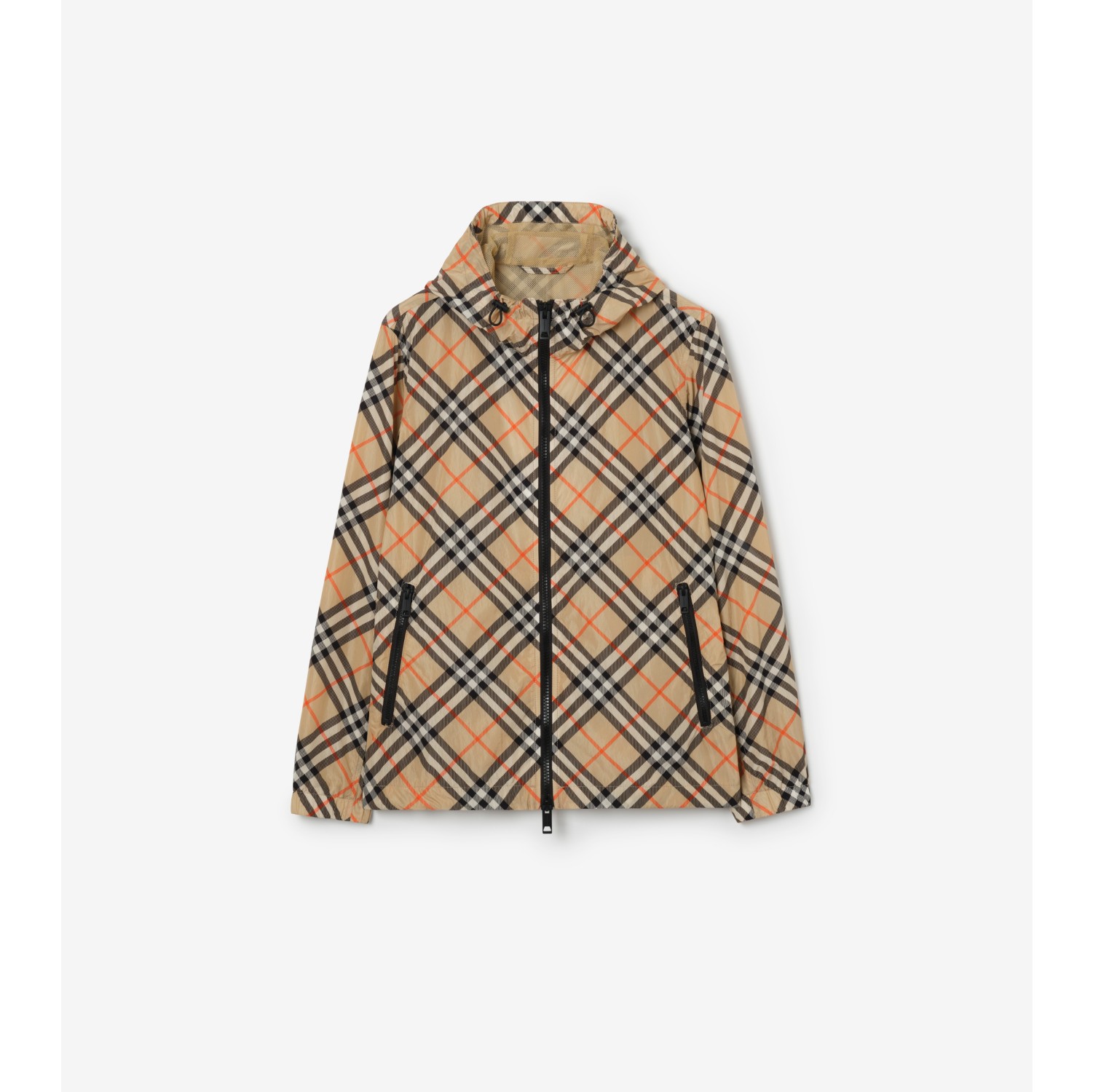 格纹尼龙连帽外套