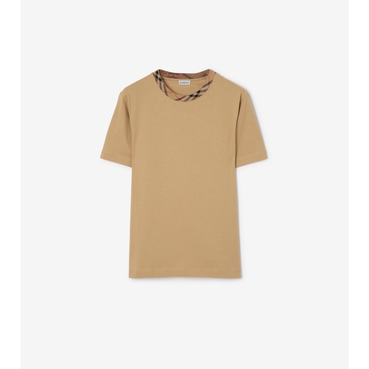 格纹装饰棉质 T 恤衫