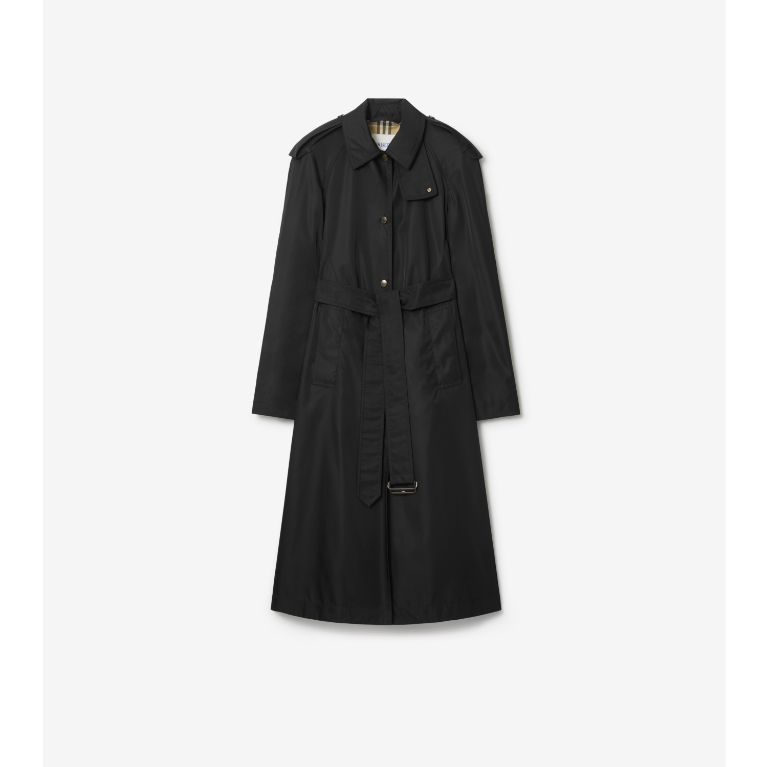 长款尼龙连帽轻便大衣