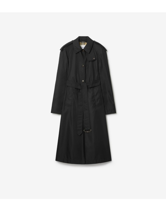 长款尼龙连帽轻便大衣